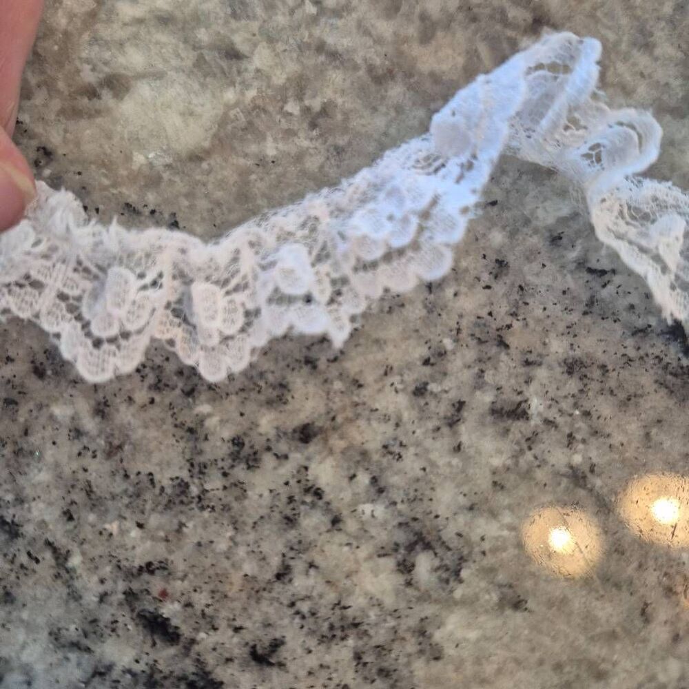 Lace, White Nylon Ruffled 1/2" x 2 1/4 yds Vintage